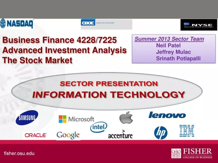 business finance 4228 7225 advanced investment analysis the stock market