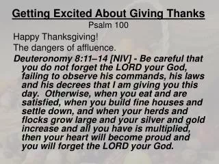 Getting Excited About Giving Thanks Psalm 100