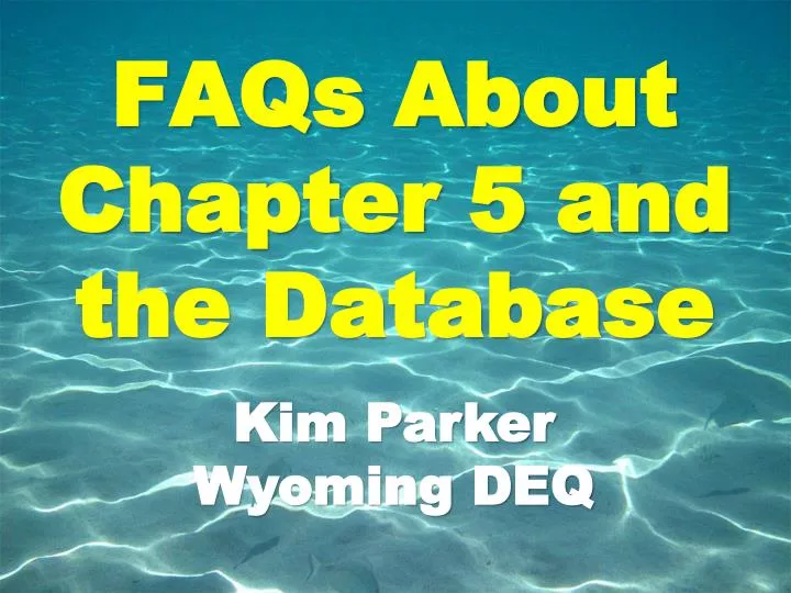 faqs about chapter 5 and the database