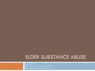 Elder Substance Abuse