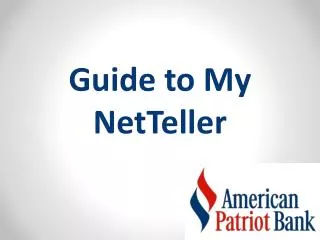 Guide to My NetTeller