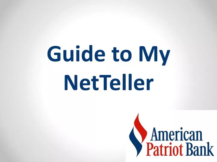 guide to my netteller