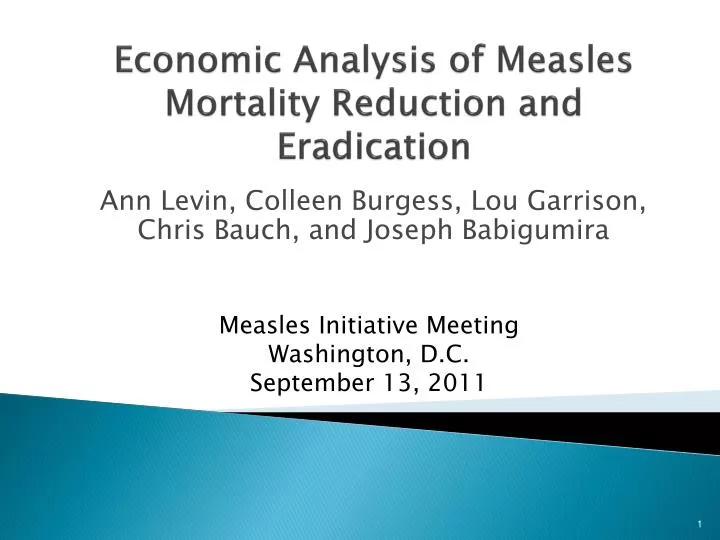 economic analysis of measles mortality reduction and eradication