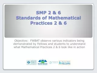 SMP 2 &amp; 6 Standards of Mathematical Practices 2 &amp; 6