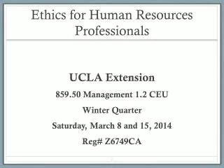 Ethics for Human Resources Professionals