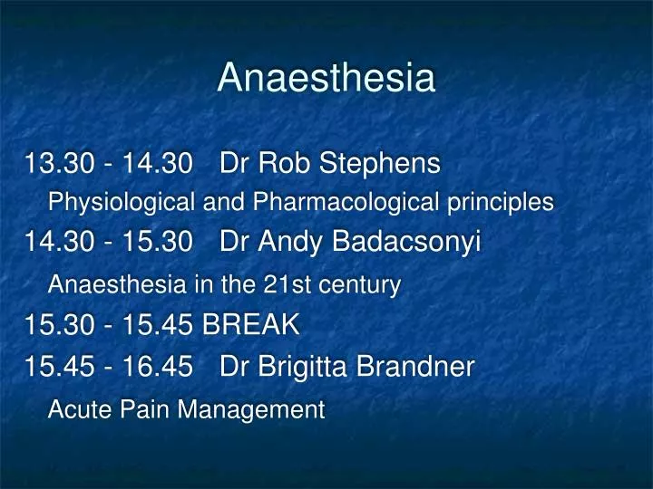 anaesthesia