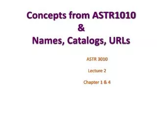 Concepts from ASTR1010 &amp; Names, Catalogs, URLs