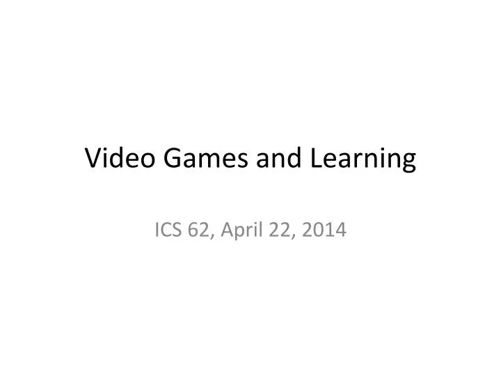 video games and learning