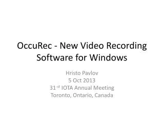 OccuRec - New Video Recording Software for Windows