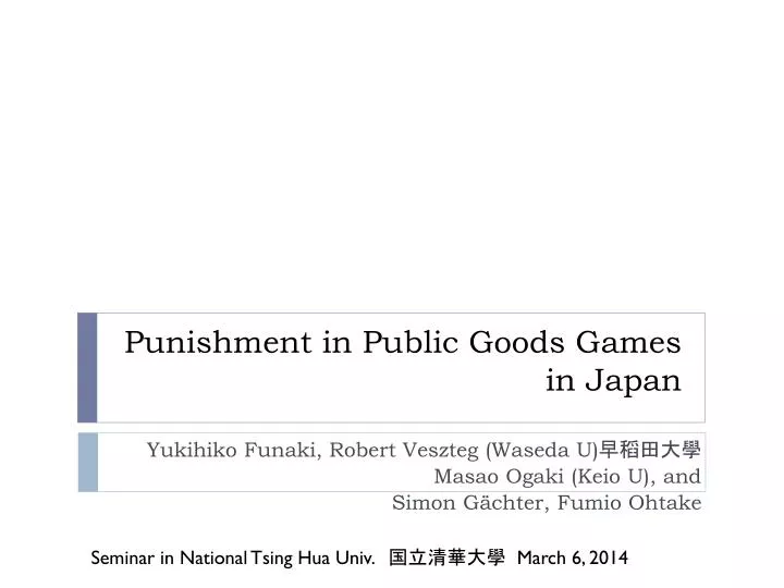 punishment in public goods games in japan