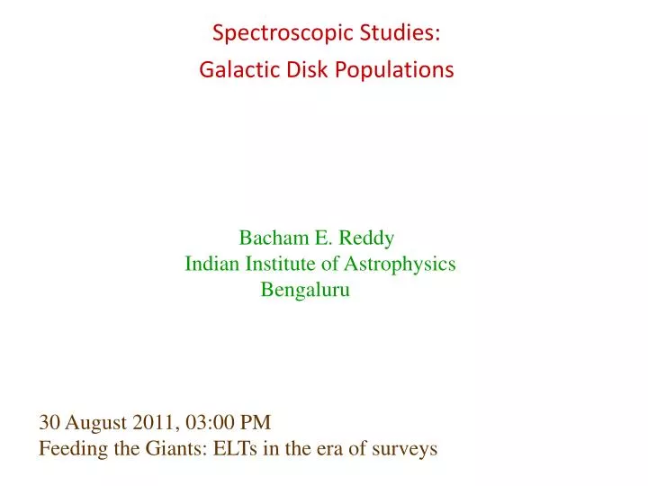 spectroscopic studies galactic disk populations