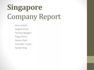 Singapore Company Report