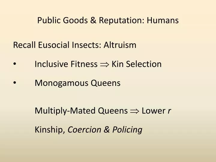public goods reputation humans