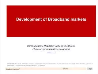 Development of Broadband markets