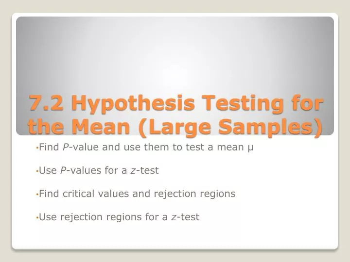 7 2 hypothesis testing for the mean large samples