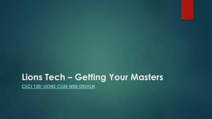 lions tech getting your masters