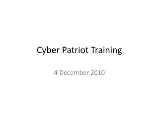Cyber Patriot Training
