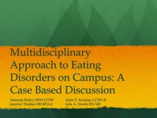 Multidisciplinary Approach to Eating Disorders on Campus: A Case Based Discussion
