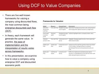 Using DCF to Value Companies