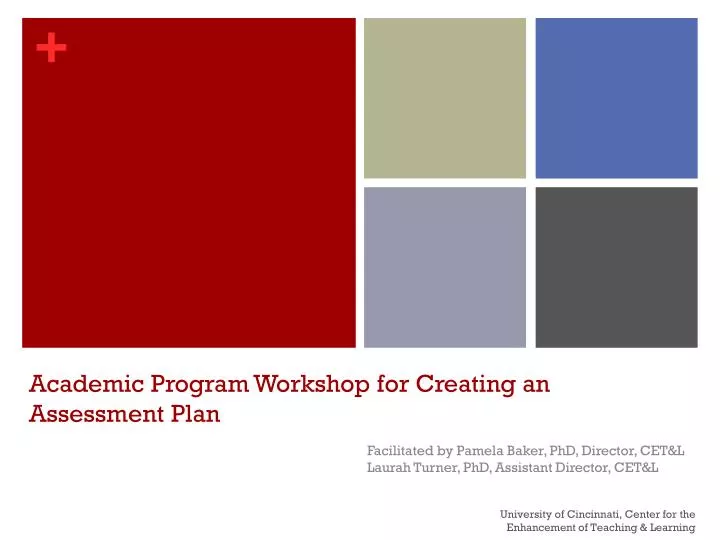 academic program workshop for creating an assessment plan
