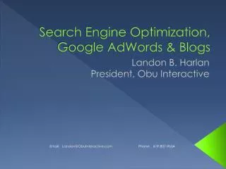 Search Engine Optimization, Google AdWords &amp; Blogs