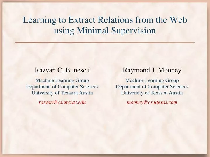 learning to extract relations from the web using minimal supervision