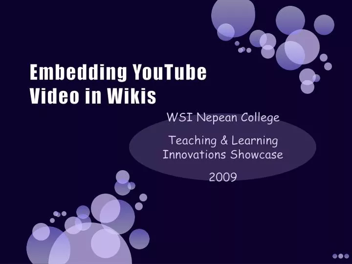 embedding youtube video in wikis