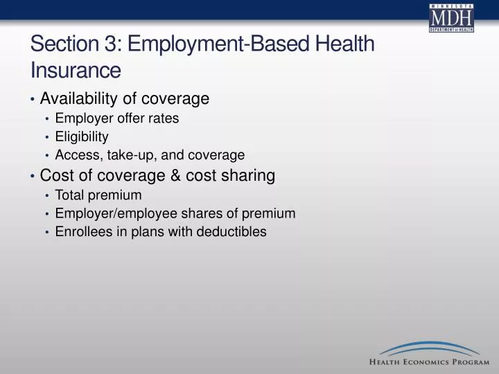 section 3 employment based health insurance