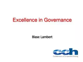 Excellence in Governance Blase Lambert