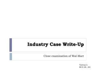 Industry Case Write-Up
