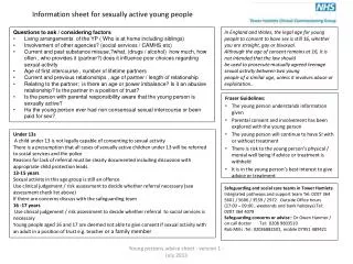 Information sheet for sexually active young people