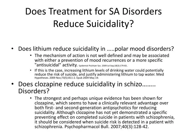does treatment for sa disorders reduce suicidality