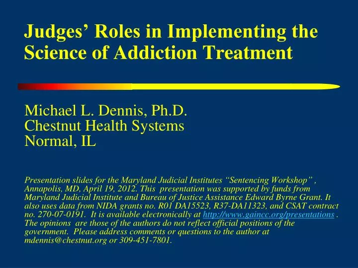 judges roles in implementing the science of addiction treatment