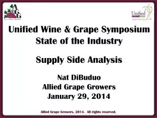 Unified Wine &amp; Grape Symposium State of the Industry Supply Side Analysis Nat DiBuduo Allied Grape Growers January 2