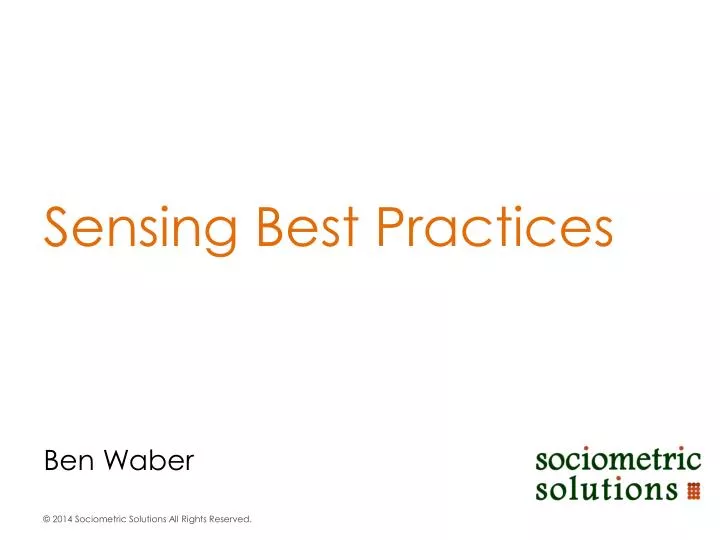 sensing best practices