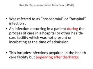 Health Care-associated Infection (HCAI)