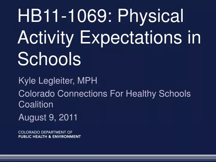 hb11 1069 physical activity expectations in schools