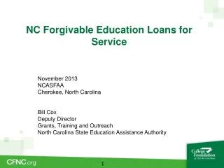 NC Forgivable Education Loans for Service