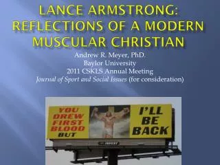 LANCE ARMSTRONG: REFLECTIONS OF A MODERN Muscular Christian