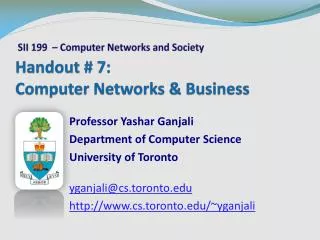 Handout # 7: Computer Networks &amp; Business