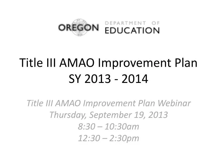 title iii amao improvement plan sy 2013 2014