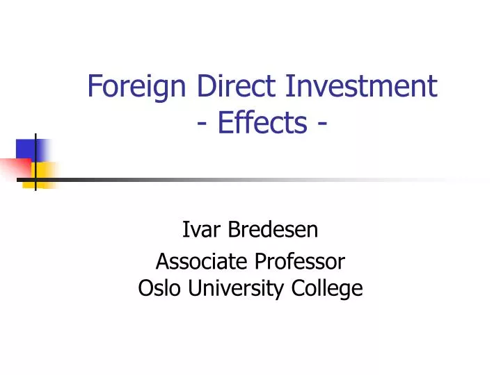 foreign direct investment effects