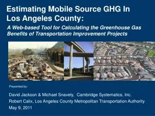 Estimating Mobile Source GHG In Los Angeles County: