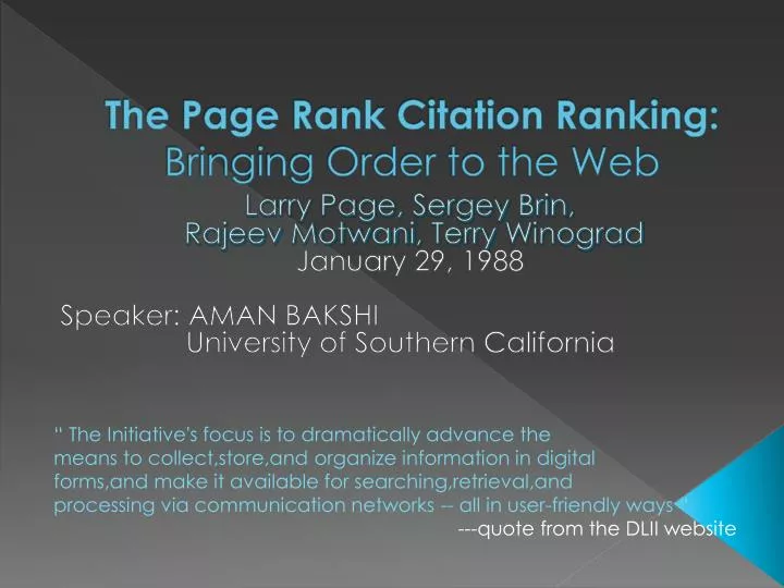 the page rank citation ranking bringing order to the web