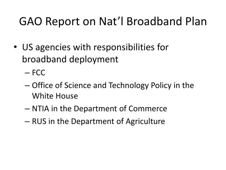 gao report on nat l broadband plan
