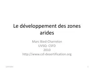 Le développement des zones arides