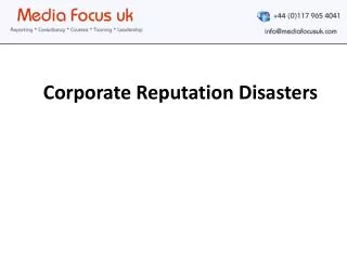 Corporate Reputation Disasters