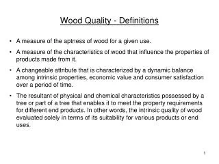 Wood Quality - Definitions