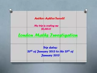 London Maths Investigation