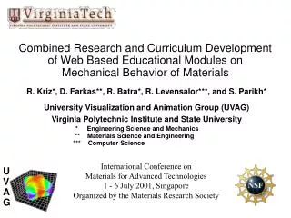 Combined Research and Curriculum Development of Web Based Educational Modules on Mechanical Behavior of Materials